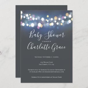 Invitación Colorful String Lights Baby Shower (unisex)