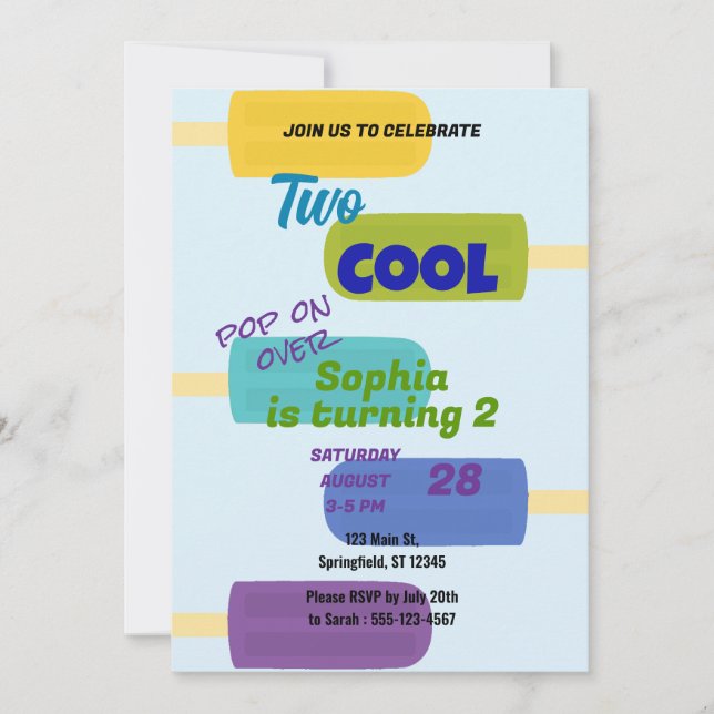 Invitación Colorful Summer Popsicle Birthday (Anverso)