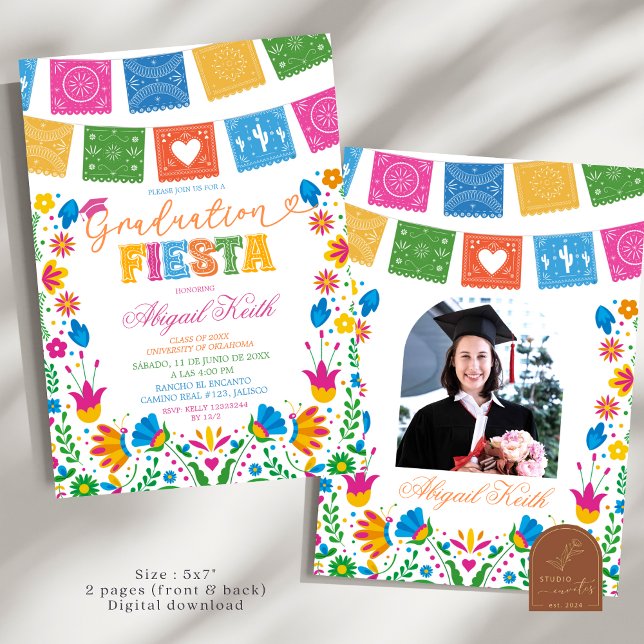 Invitación Colorful Talavera Mexican Graduation Fiesta (Subido por el creador)