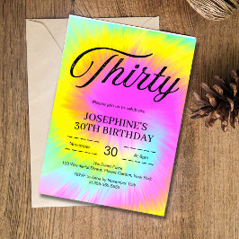 Invitación Colorful Tie Dye Pastel Boho 30 cumpleaños