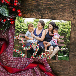 Invitación Colorful Tinsel Garland Christmas Photo Card