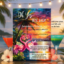 Invitación Colorful Tropical Flamingo Wedding Reception Photo