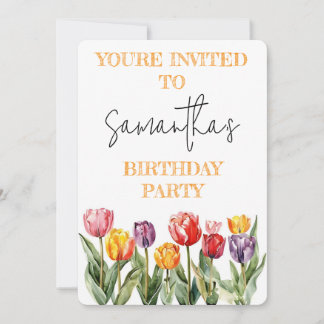 Invitación Colorful Tulips Spring Flowers Theme Invitation