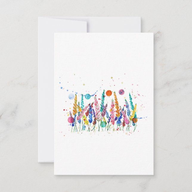 Invitación Colorful Watercolor Flowers (Anverso)