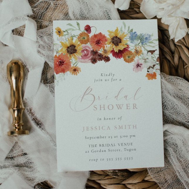 Invitación Colorful Watercolor Flowers Bridal Shower  (Subido por el creador)