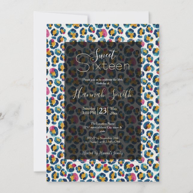 Invitación Colorful Watercolor Leopard Print Pattern (Anverso)