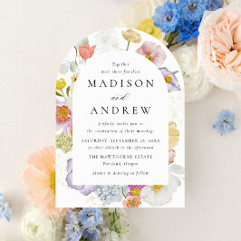 Invitación Colorful Watercolor Wildflower Arch Wedding