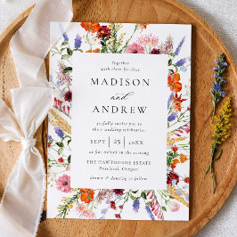 Invitación Colorful Watercolor Wildflower Wedding