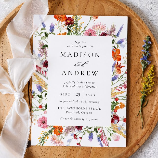 Invitación Colorful Watercolor Wildflower Wedding (Subido por el creador)