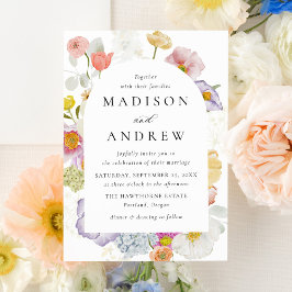 Invitación Colorful Watercolor Wildflower Wedding