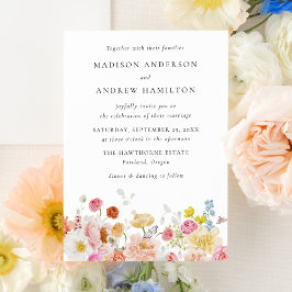 Invitación Colorful Watercolor Wildflower Wedding Invitation
