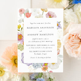 Invitación Colorful Watercolor Wildflower Wedding Invitation