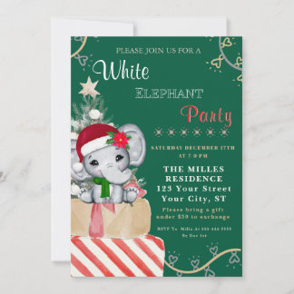 Invitación Colorful White Elephant Christmas Holiday Party 