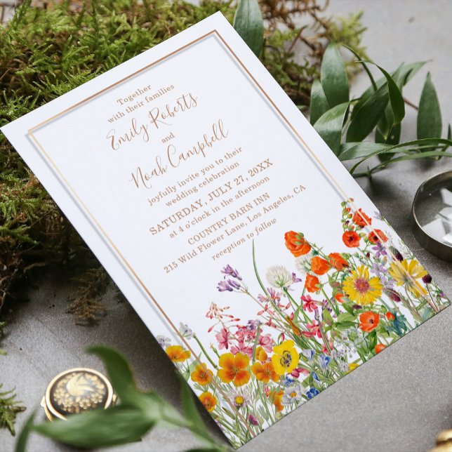 Invitación Colorful Wild Flowers Country Wedding (Subido por el creador)