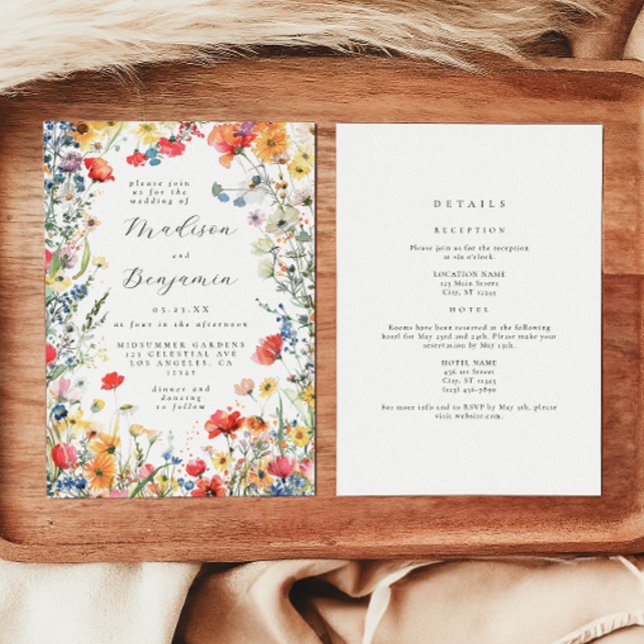 Invitación Colorful Wildflower All in One Wedding (Subido por el creador)