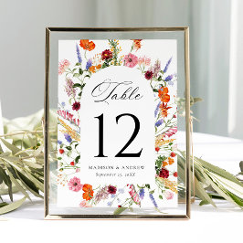 Invitación Colorful Wildflower Arch Wedding Table Number Card