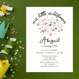 Invitación Colorful Wildflower Centerpiece 1st Birthday Party