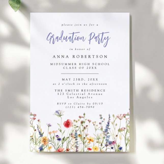 Invitación Colorful Wildflower Graduation Party (Subido por el creador)