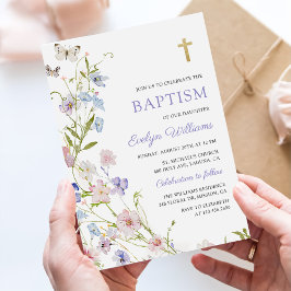 Invitación Colorful Wildflower Meadow Girl Baptism