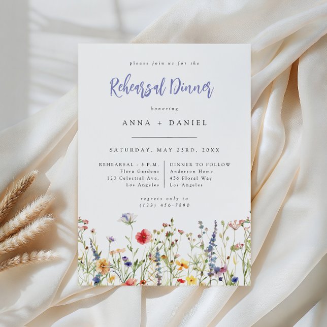 Invitación Colorful Wildflower Wedding Rehearsal Dinner (Subido por el creador)