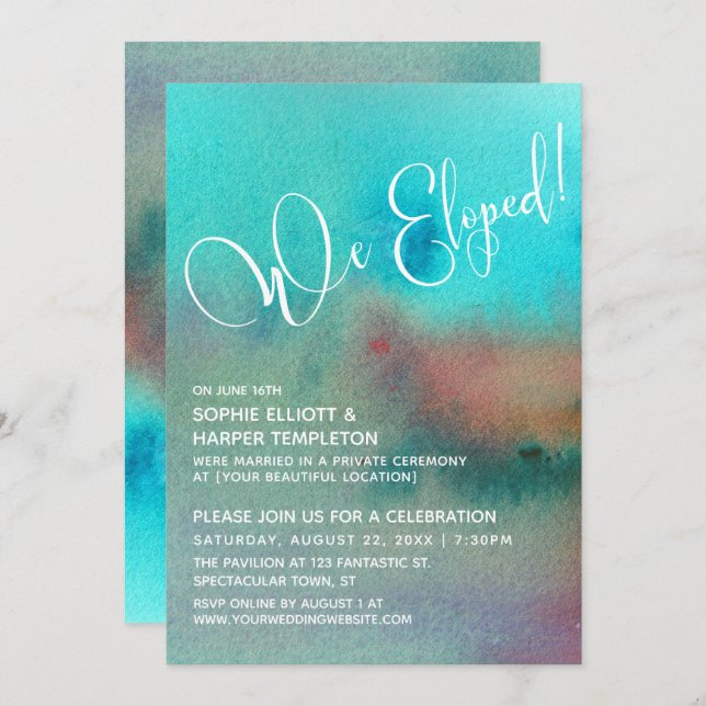 Invitación Colorida acuarela abstracta que utilizamos (Anverso / Reverso)