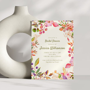 Invitación Colorida acuarela Borde floral ducha de novia
