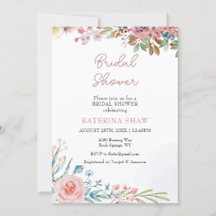 Invitación Colorida acuarela creativa ducha de novias