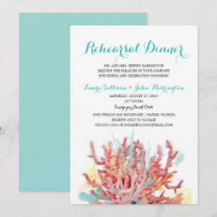 Invitación Colorida acuarela de arrecife de coral   Cena de e