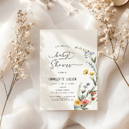Invitación Colorida acuarela Flor silvestre Baby Shower