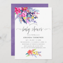 Invitación Colorida acuarela Floral Baby Shower