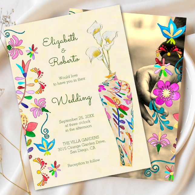 Invitación Colorida acuarela floral Boda mexicana (Subido por el creador)