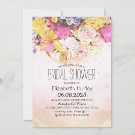 Invitación Colorida acuarela Floral Botánica Bridal Ducha