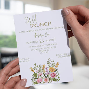 Invitación Colorida acuarela Floral Bouquet BridaI Brunch