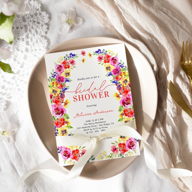 Invitación Colorida acuarela Floral Bridal Shower (Subido por el creador)