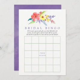 Invitación Colorida acuarela Floral Bridal Shower Bingo