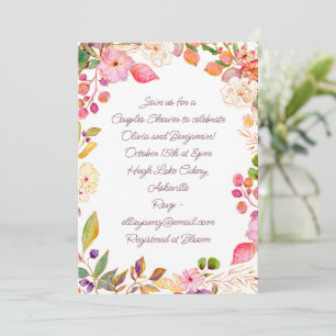 Invitación Colorida acuarela Floral Cuchilla de la ducha