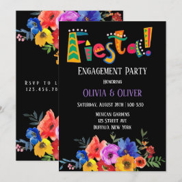 Invitación Colorida acuarela Floral Fiesta Comprometida