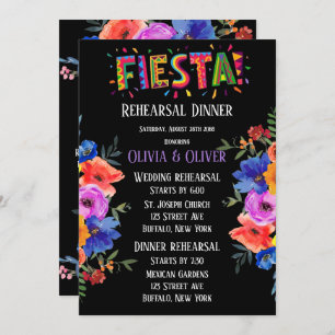 Invitación Colorida acuarela Floral Fiesta Ensayo Cena