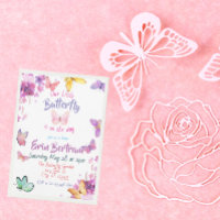 Colorida acuarela Floral Mariposa Baby Shower