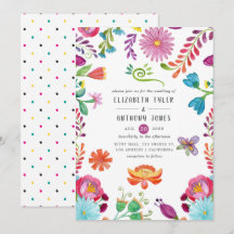 Colorida acuarela Floral Mexicana Fiesta Boda