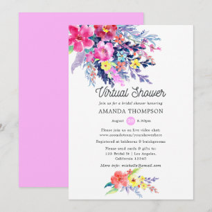 Invitación Colorida acuarela Floral Virtual Bridal Shower