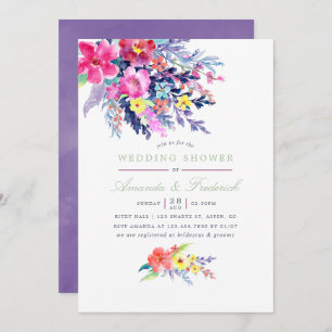 Invitación Colorida acuarela Floral Wedding Ducha