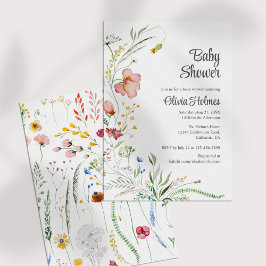 Invitación Colorida acuarela Flores salvajes Baby Shower