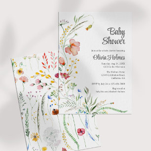 Invitación Colorida acuarela Flores salvajes Baby Shower