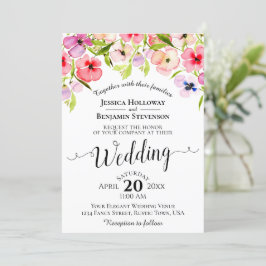 Invitación Colorida acuarela Flores silvestres Primavera Boda