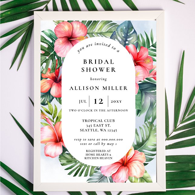Invitación Colorida acuarela Flores tropicales Ducha de novia (Subido por el creador)