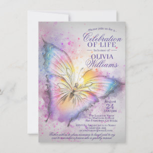 Invitación Colorida acuarela mariposa celebración de la vida