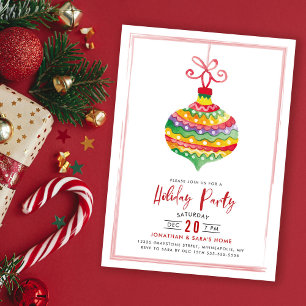 Invitación Colorida acuarela Ornament Holiday Party