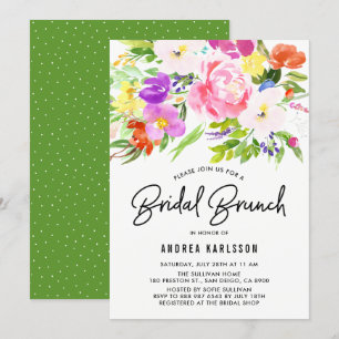 Invitación Colorida acuarela primavera florece brunch