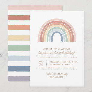 Invitación Colorida acuarela Rainbow Chica Birday Party